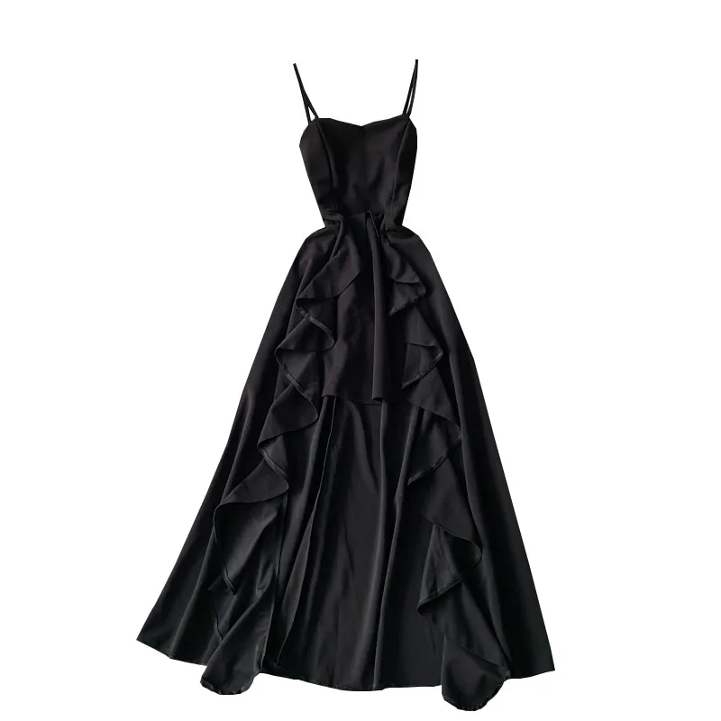 

cultivate morality show thin falbala irregular condole belt strapless dress wedding dress with long