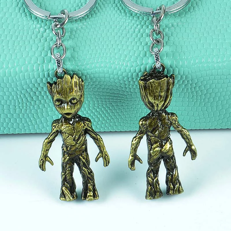 Handmade Alloy Keychain Home Decoration Figurines Anime Groot Baby Tree Miniature Model Vintage Bronze Silver Ornaments Crafts | Дом и сад