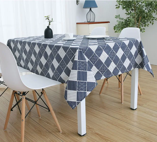 Япония стиль хлопок лен темно синий Lchthyosis скатерть открытый рябь Страна Свадьба