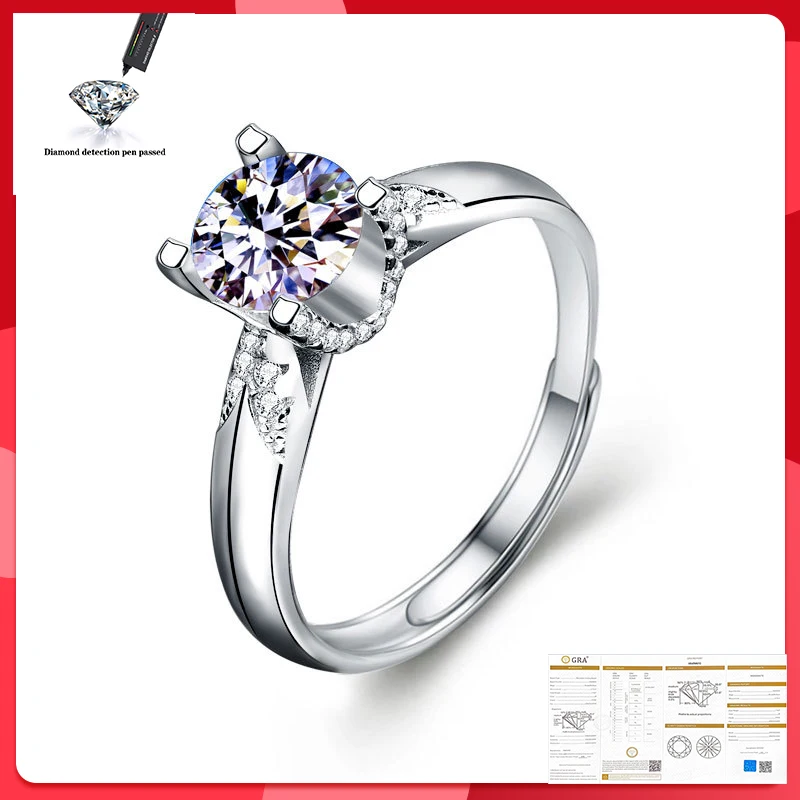 

925 sterling silver Moissanite ring Classic style Round Cut Ring Single Row Diamond Engagement Anniversary Ring 1ct