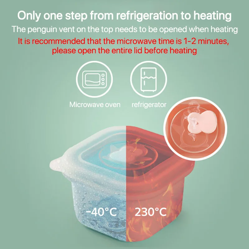 

Portable 1Pcs Fresh-Keeping Silicone Infant Feeding Storage Multi Purpose 100ML/200M 4Colors Food Container