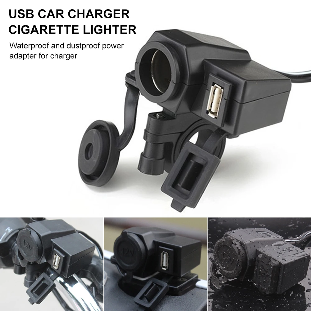 

Hot Sale Universal Motorcycle Cigarette Lighter Socket Dual USB Quick Charger Voltmeter Digital Clock Switch Control Waterproof