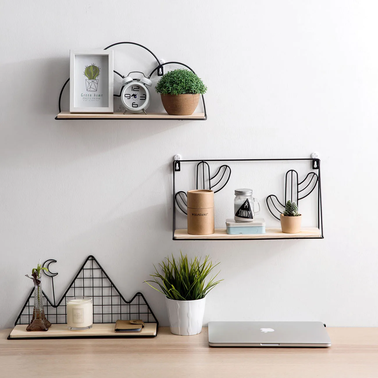 Hot Iron Hanging Wall Shelf Storage Rack Flower Pots Holder Art Creative DIY Bookshelf Organizer Home Decoration | Дом и сад