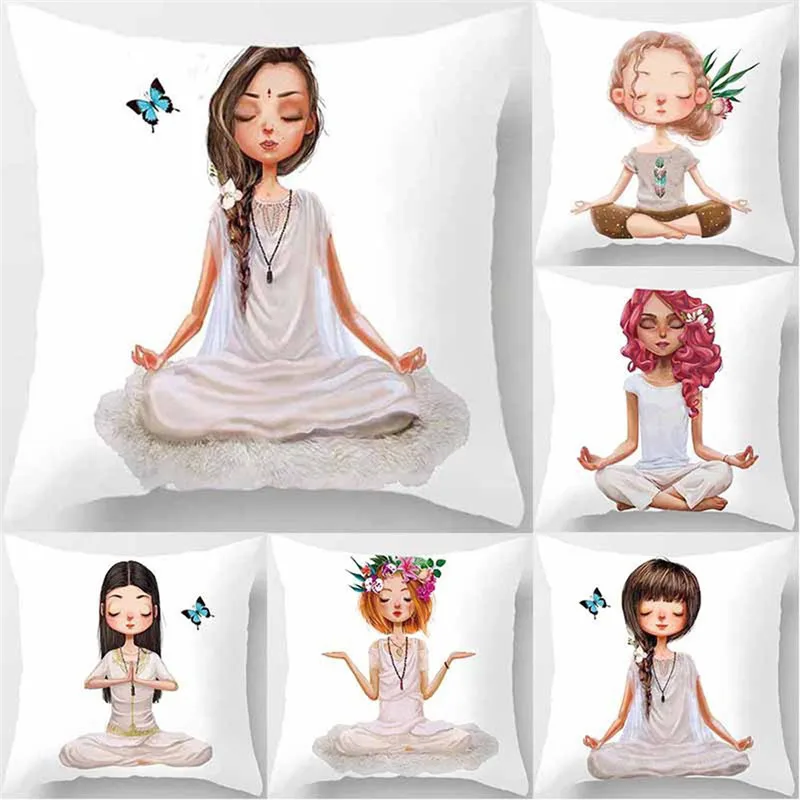 

Yoga Meditation Pillowcase Decoration Car Sofa Cushion Cover Waist Cushion Home Decor Bedroom Decorative Sofa Car Throw Pillows