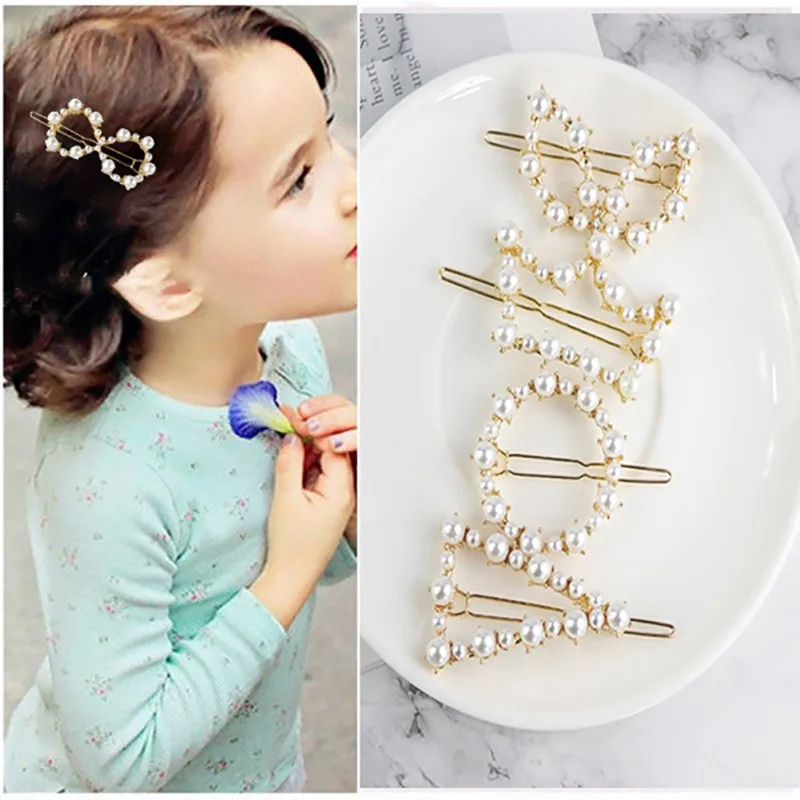 Новинка детские заколки для волос со звездами девочек милые с жемчугом вечерние