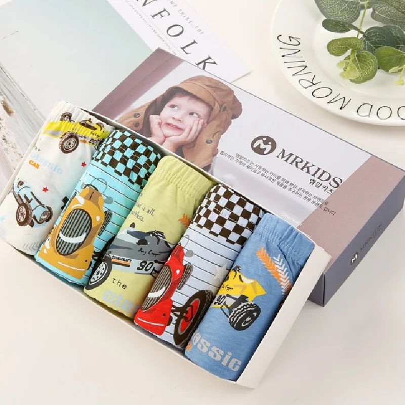 5 шт./лот Нижнее белье для мальчиков мягкие хлопковые детские трусы гоночный из