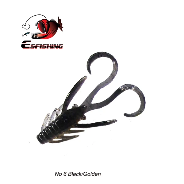 No 6 Black Golden ESFISHING креветка хог40 45 мм 0,8 г 10 шт. креветка Приманка Мягкая приманка ледяной рыболовный воблер Pesca форель Морская рыбалка Спиннербейт джиг - Цвет: No 6 Black Golden
