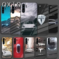 car tesla model s 3 y tempered glass phone case cover for huawei honor mate p 8 9 10 20 30 40 a x i pro lite smart 2019 cover