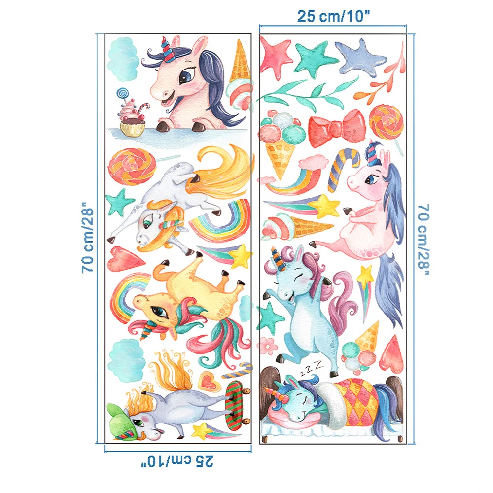 Наклейки на стену с единорогом для детской комнаты красочные наклейки животными