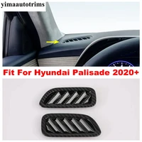 carbon fiber look dashboard air outlet frame ac front vent cover trim stickers abs accessories for hyundai palisade 2020 2021