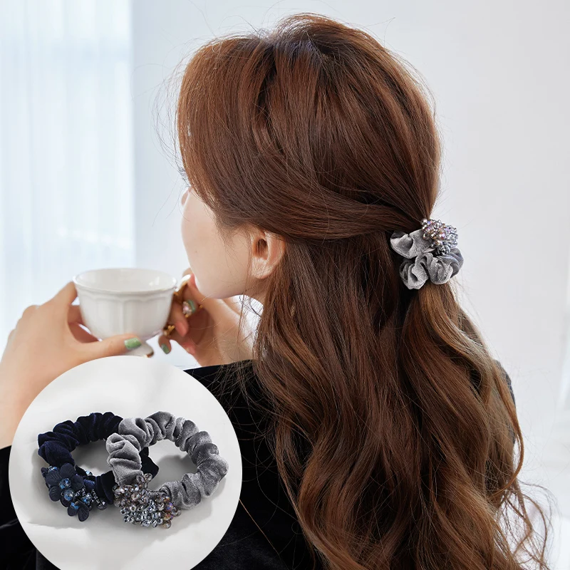 

Химера двойной толстой кишки ободки для волос Стразы резинка для волос резинка для Женский Хвостик Держатель Галстуки веревочка женские ак...