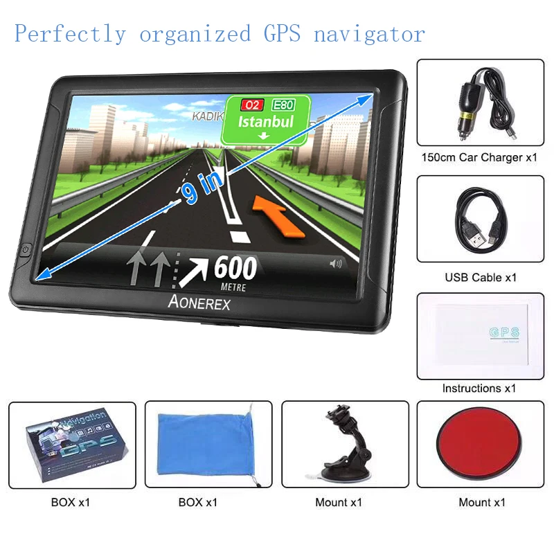 GPS навигация для автомобиля 9 дюймов HD емкостный ЖК дисплей сенсорный экран 256 Мб/с