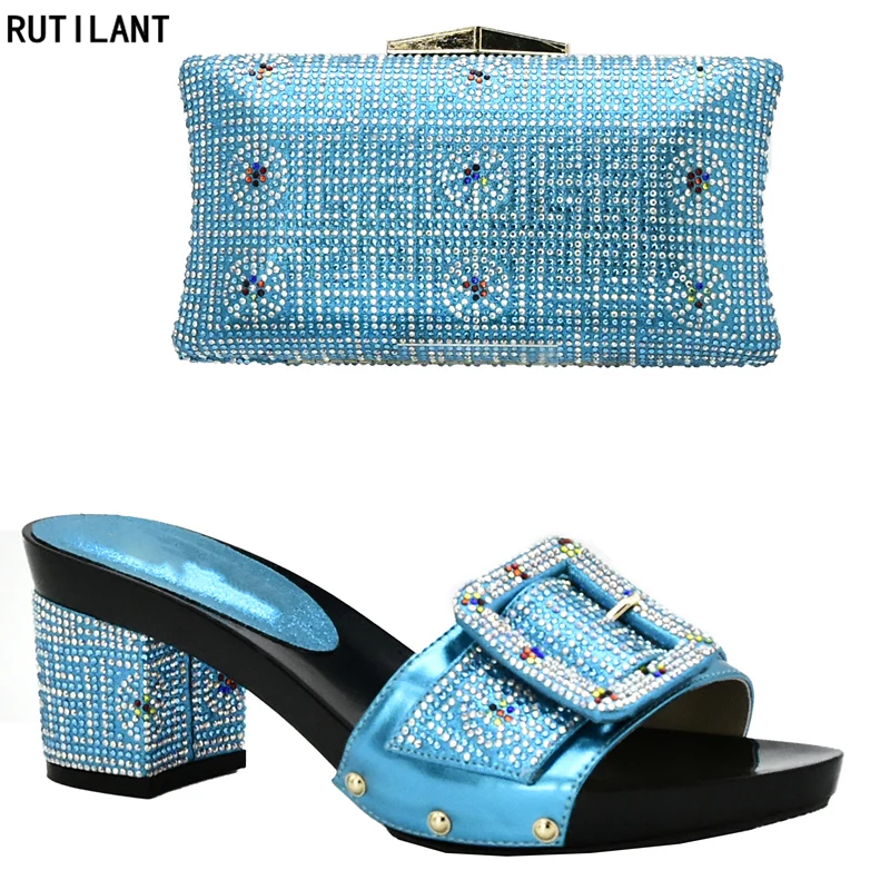 Набор женских туфель и сумок небесно голубого цвета в итальянском стиле|Женские