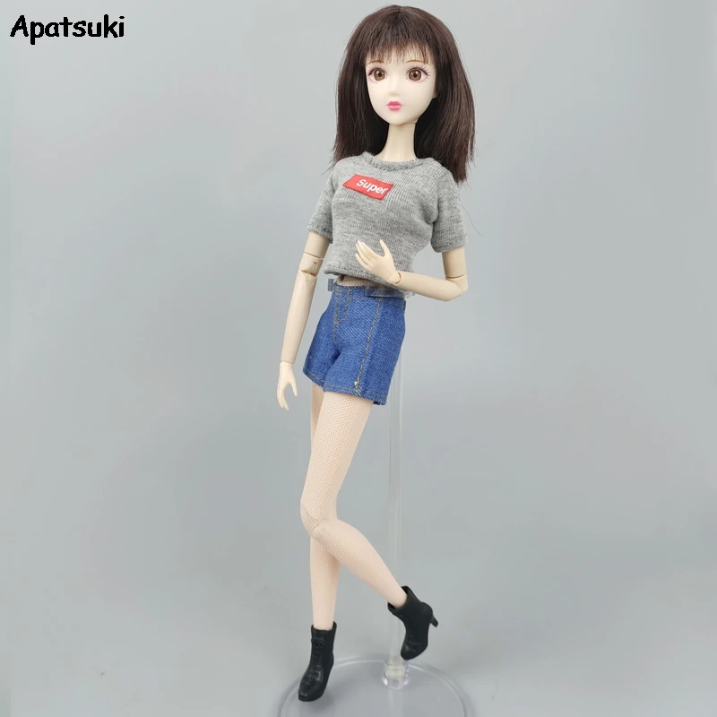 

Fashion Grey Shirts For Barbie Doll Clothes Short Tops Outfits For Blythe Dolls Accessories 1/6 BJD Dollhouse Kids DIY Toys