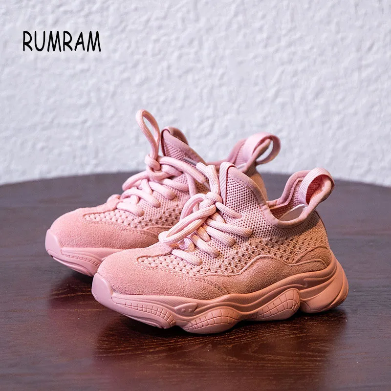 RUMRAM/Школьная обувь для девочек и мальчиков на шнуровке сетчатые розовые черные