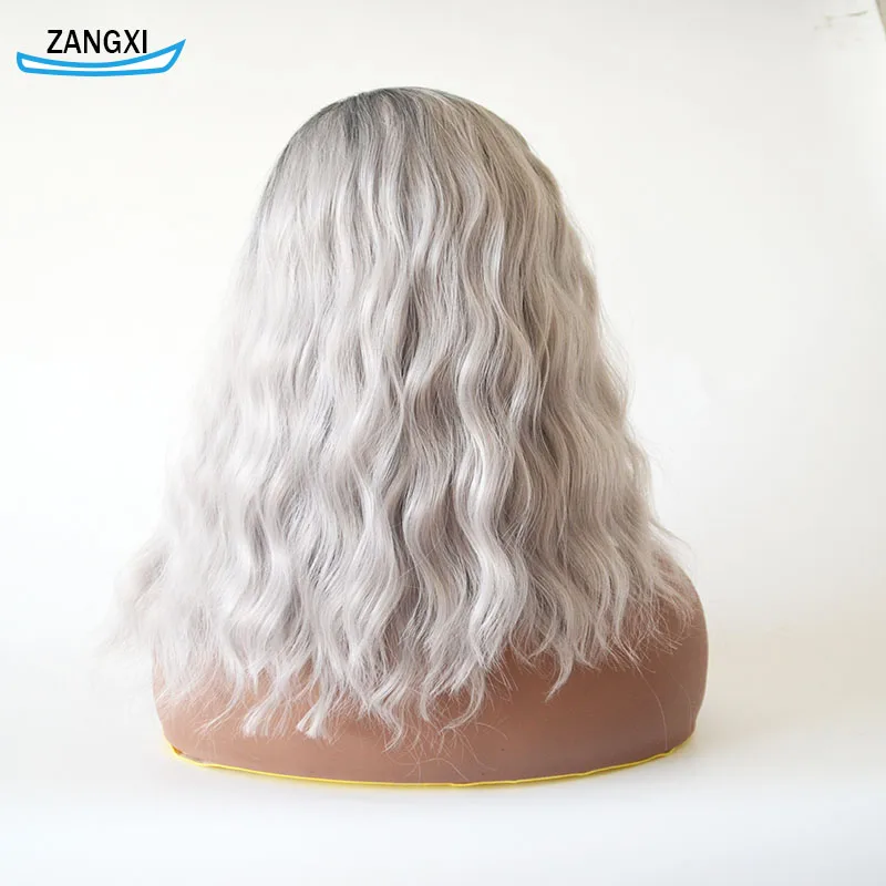 Парики из синтетических волос для женщин с эффектом омбре черными и белыми