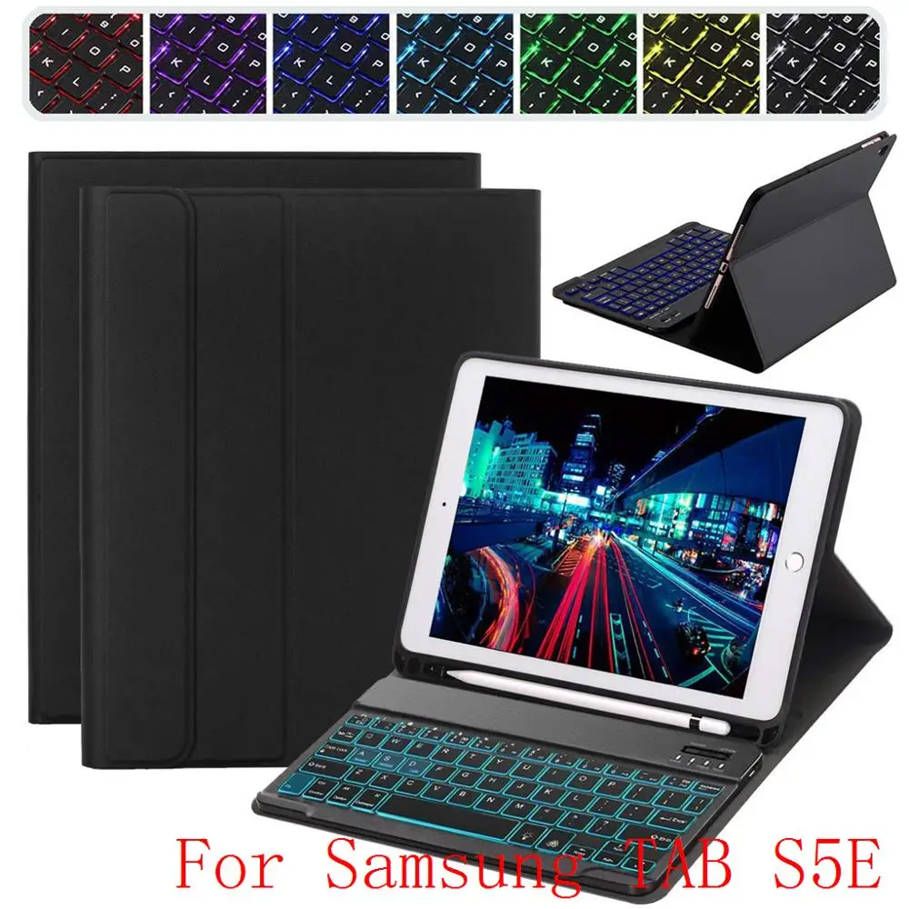Backlight Black Беспроводной клавиатура чехол для samsung Galaxy TAB S5E Bluetooth чехол с откидной магнитной крышкой клавиатура чехол для планшета для samsung TAB S5E S4 s5 e 10,5 - Цвет: Backlight Black