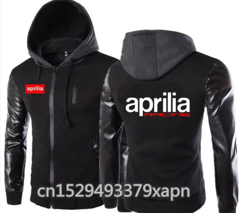 Приталенная куртка с кожаным рукавом мотоциклетная Aprilia RSV 1000 толстовки