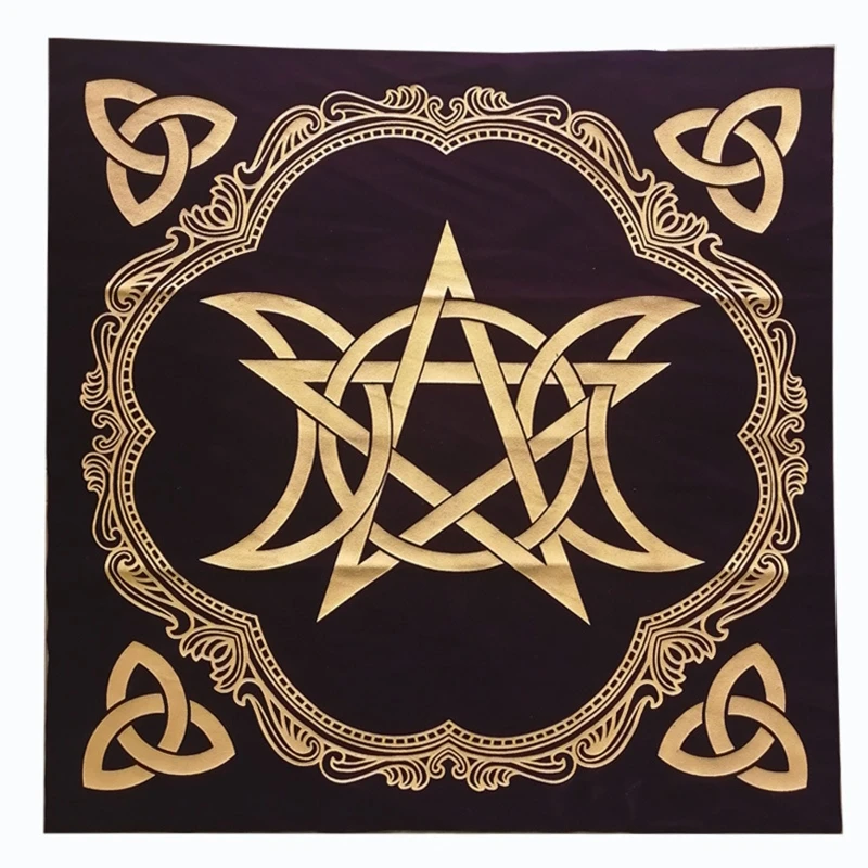 

Triple Moon Pentacle Altar Cloth Divination Astrology Tarot Cards Game Tablecloth Velvet Board Game Pad H053