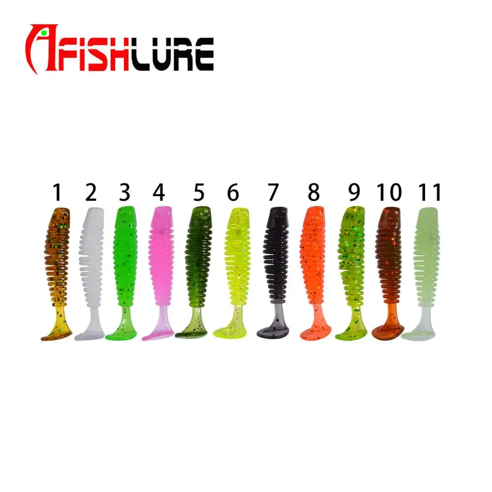 

Afishlure 20 Pcs/lot Fishing Lure Mini T Tail Soft Bait 38mm 0.8g SwimBait Plastic Worm Fishing Bait Small Soft Bionic Bait Lure