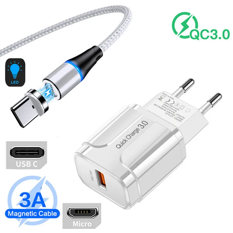 Магнитное зарядное устройство для телефона Asus Zenfone Live ZB634KL ZE620KL USB Type C Micro Cable Google