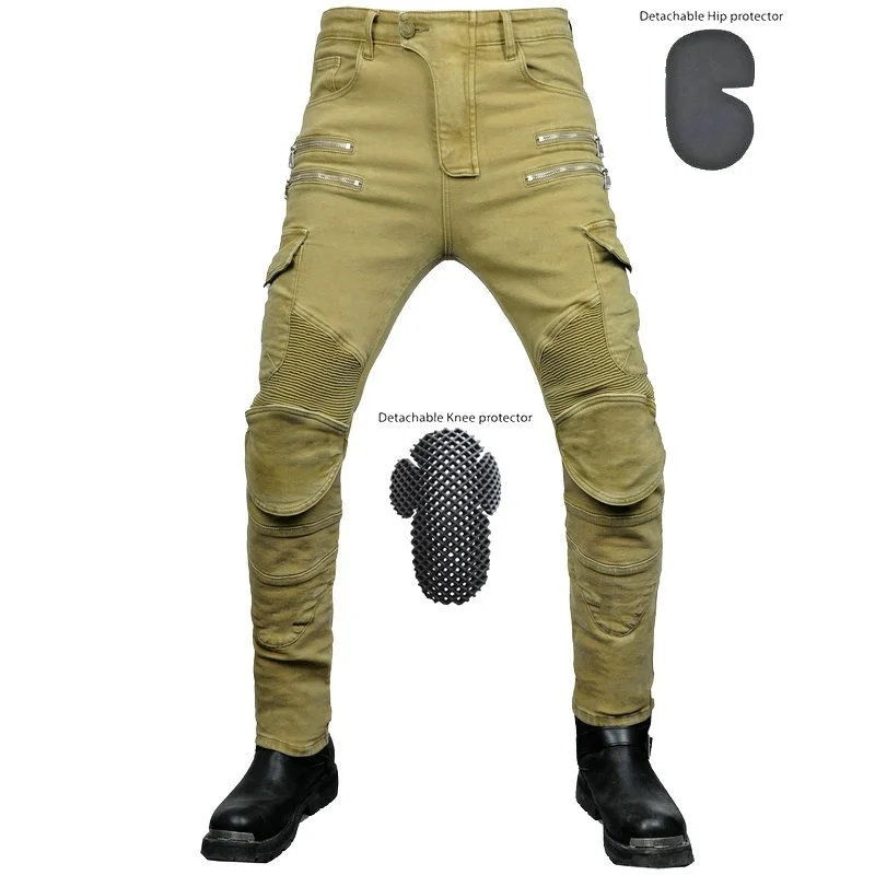 

Valero motorcycle jeans men's locomotive tooling multi bag riding pants zipper casual pants standard protector