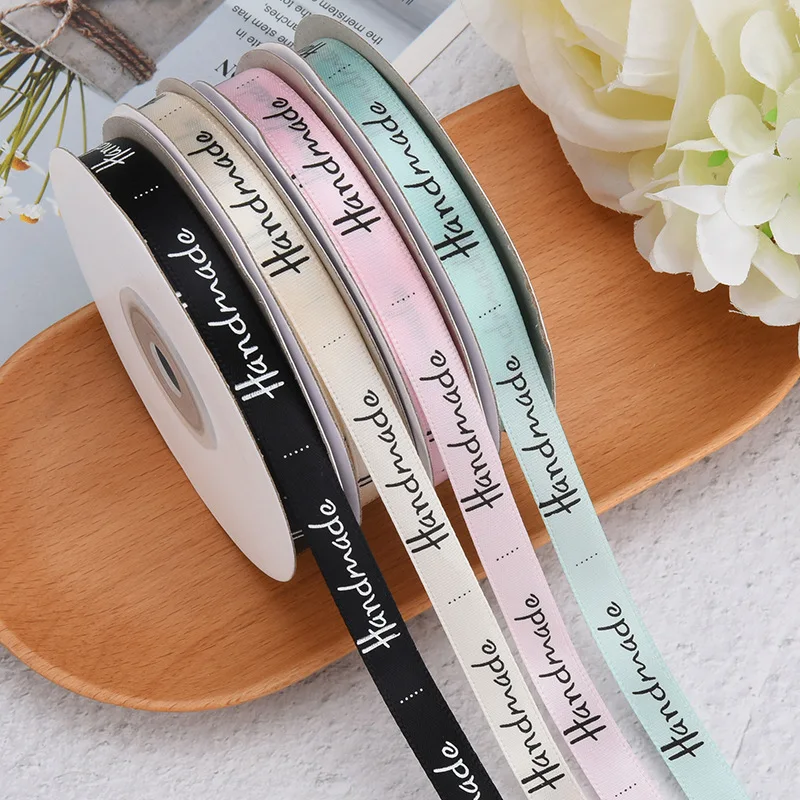 DIY 5 ярдов 10 мм Рождественская лента печатная Grosgrain для подарочной упаковки