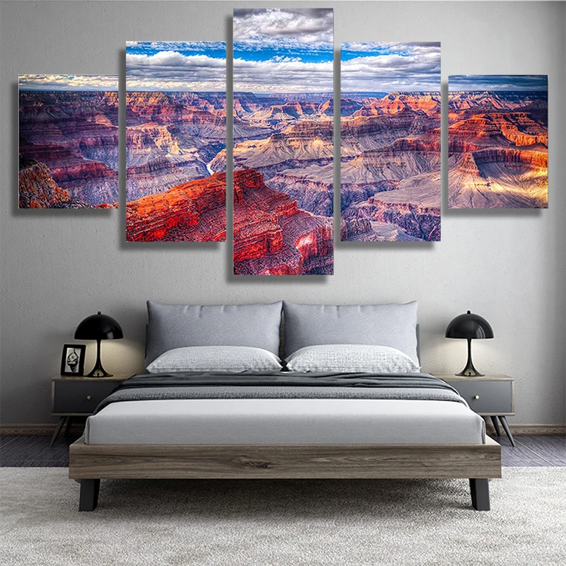 

5 Pieces Wall Art Canvas Painting Landscape Poster Grand Canyon Modern Home Decoration Pictures Modular Living Room Framework