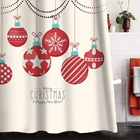 sunlit red holiday star ornaments and snowflake christmas ball shower curtain fabric decor festive window curtain home decor