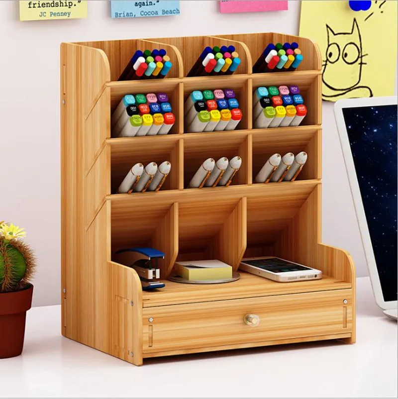 Мультифункциональный деревянный Настольный органайзер держатель для