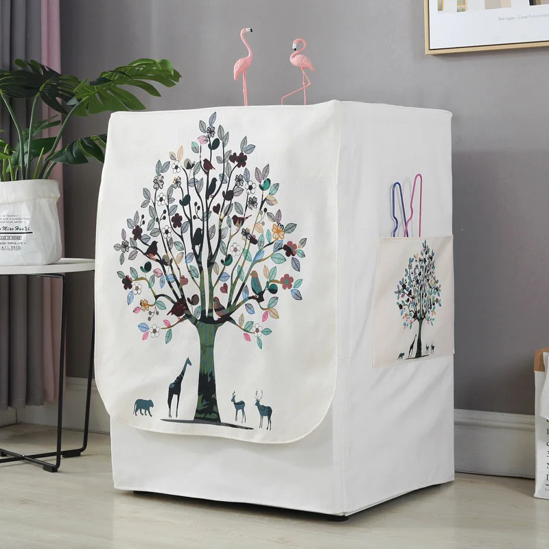 color tree Водонепроницаемый чехол с геометрическим рисунком для стиральной машины, льняная Обложка для паспорта, Солнцезащитный чехол для защиты от пыли - Цвет: color tree