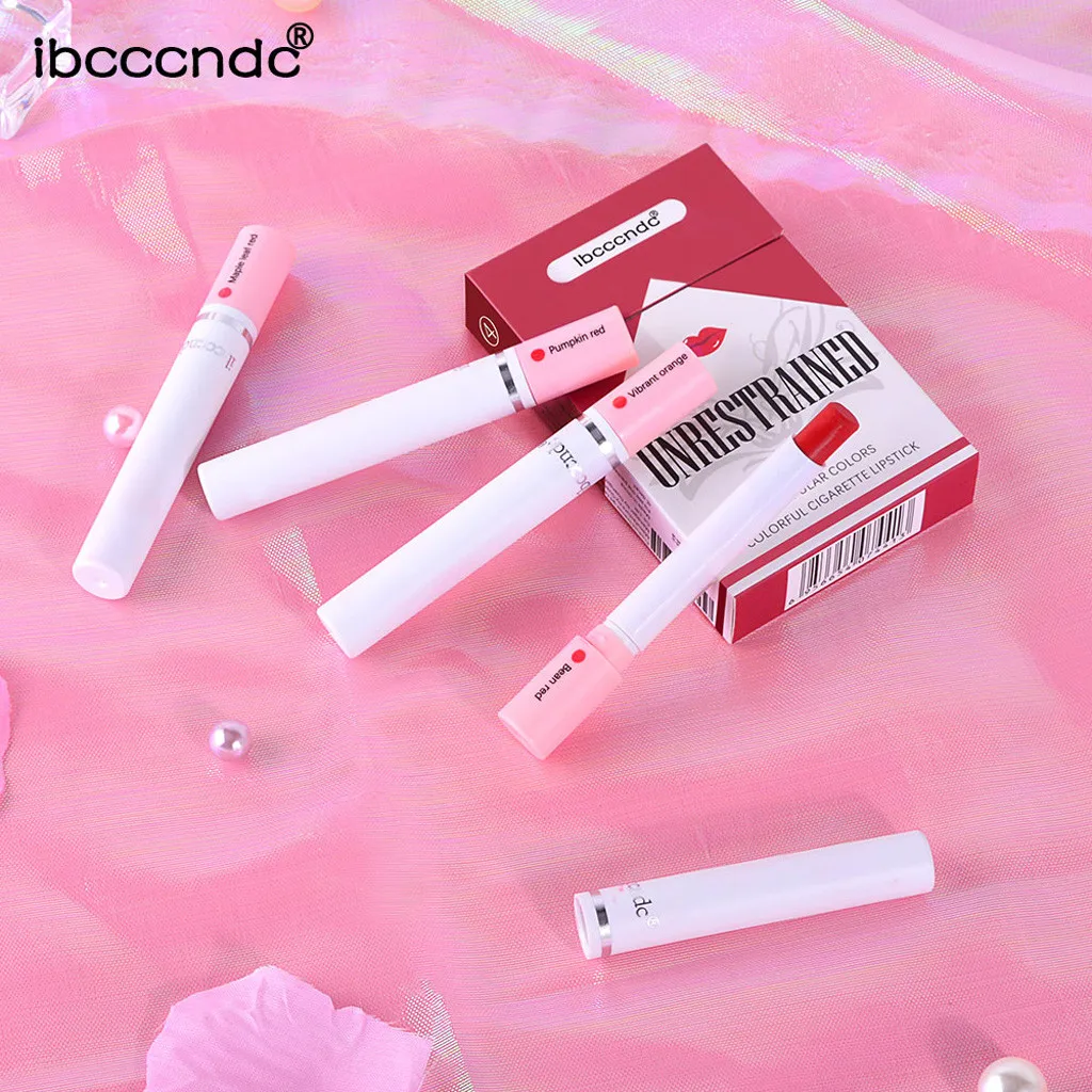 IBCCCNDC Matte Cigarette Lipstick Pack Set 4 Colors Lip Stick Long Lasting Waterproof Matt Lip Stick Tube Nude Red Lips Makeup
