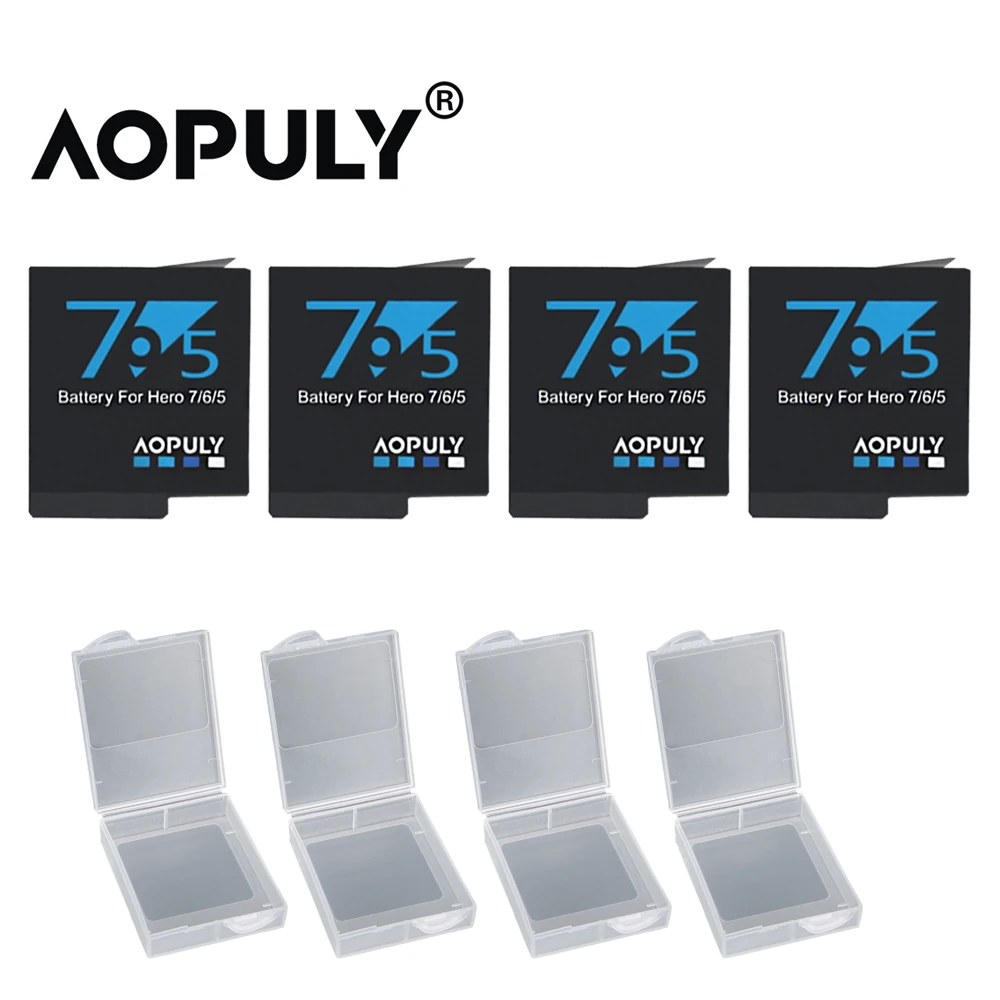 Оригинальный аккумулятор AOPULY для GoPro Hero 8 7 6 5 черный или тройное зарядное