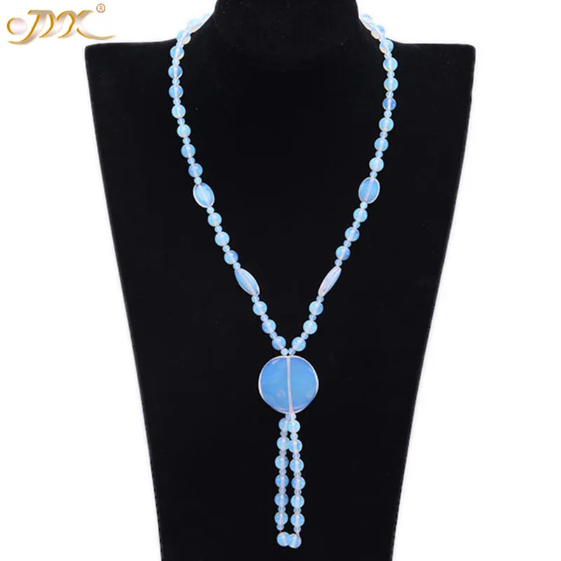 

JYX Natural Stone 4-8mm Moonstone Beads Necklace Lover's Stone Unique Glow Jewelry for Women Girl