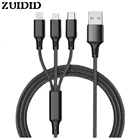 Высококачественный зарядный кабель 3 в 1 Micro USB Type C, мульти Usb-порт, зарядный шнур, внешний провод для Samsung, для ios