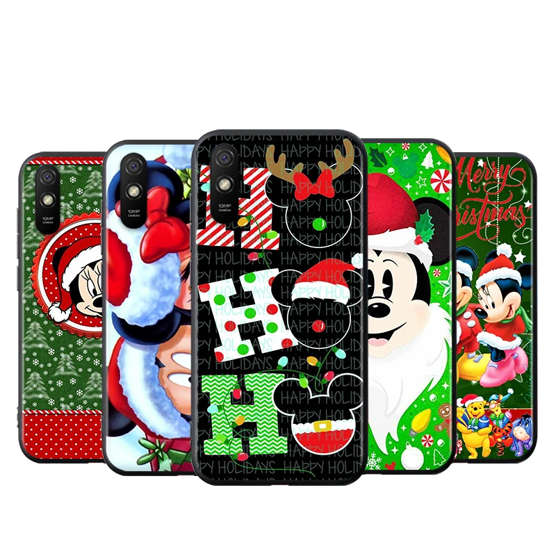 

For Xiaomi Redmi K40 Gaming K30i K30T K30S K30 Ultra K20 10X Pro 5G Black Phone Case Christmas Mickey Minnie Silicone Cover