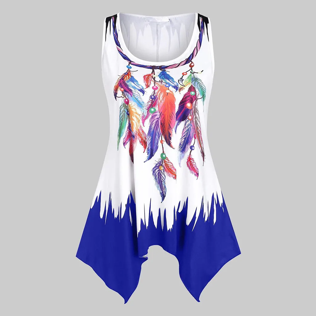 Женская летняя футболка без рукавов с уникальным принтом и круглым вырезом |