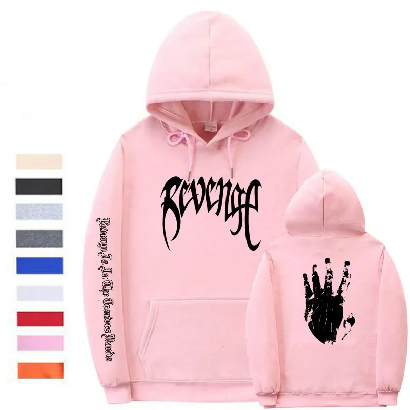 Pink-HEI013 Xxxtentacion Revenge винтовые манжеты на резинке толстовки для мужчин/женщин уличная Rapper хип хоп свитер с капюшоном - Цвет: Pink-HEI013