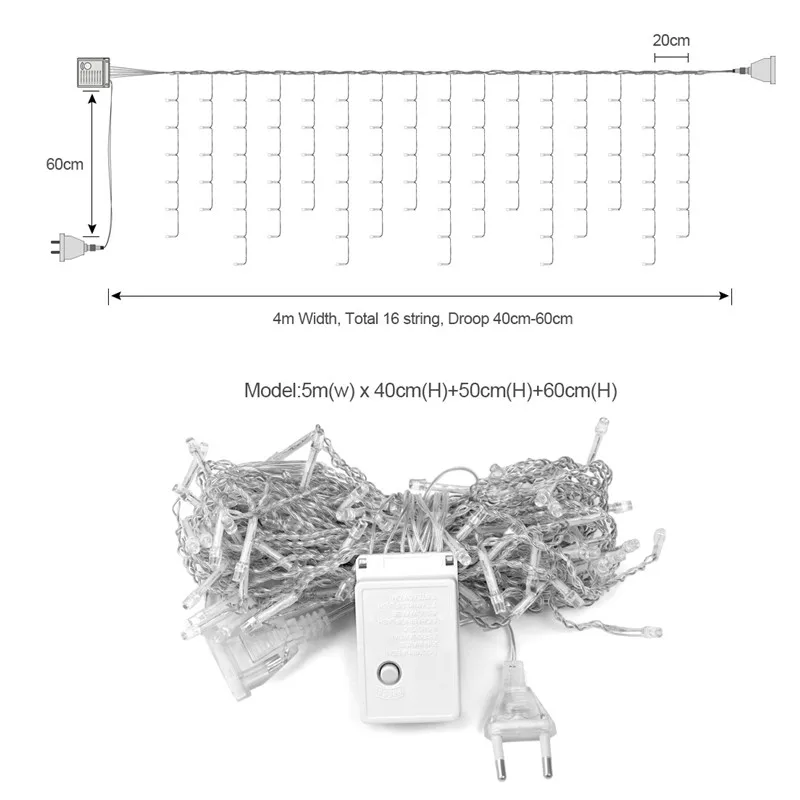 Рождественская сказочная гирлянда светильник Водопад уличное украшение
