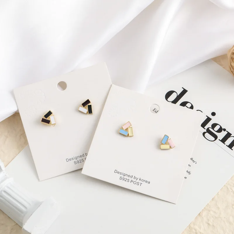 

925 silver pin earrings net red temperament INS earrings simple lovely candy color earrings earrings lucky earrings wholesale