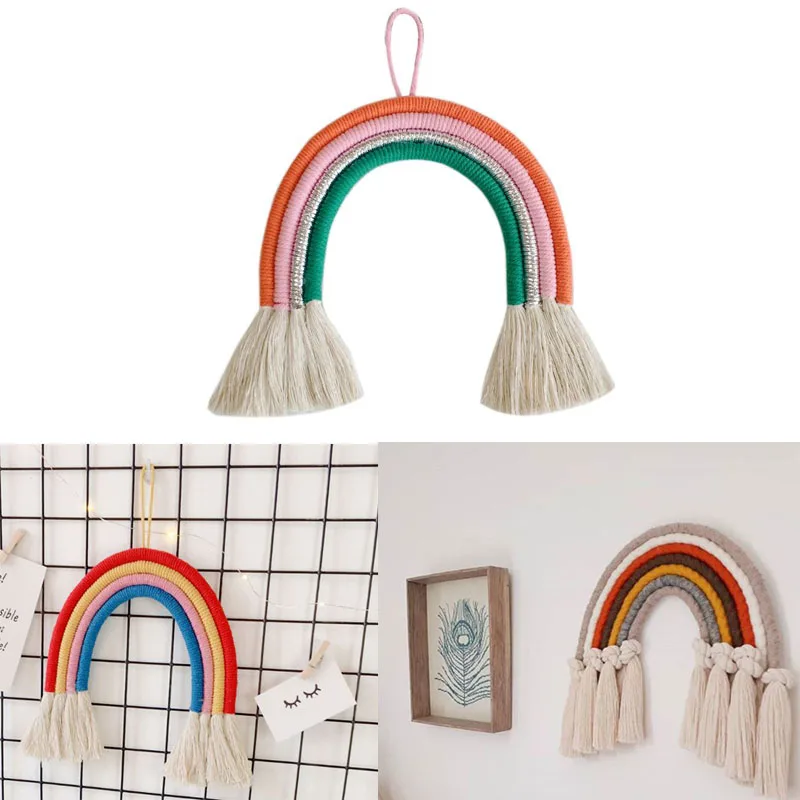 Радужный ткацкий орнамент ручной работы Скандинавская простая искусственная