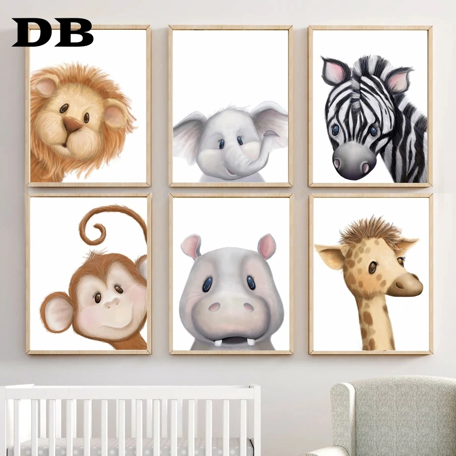 

Giraffe Elephant Lion Zebra Hippo Nursery Wall Art Canvas Painting Nordic Posters And Prints Wall Pictures Baby Kids Room Decor