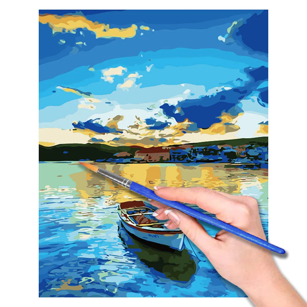 

Paint by Numbers Kit DIY Oil Painting Without Frame For Home Decoration Beautiful Lake 40 x 50cm