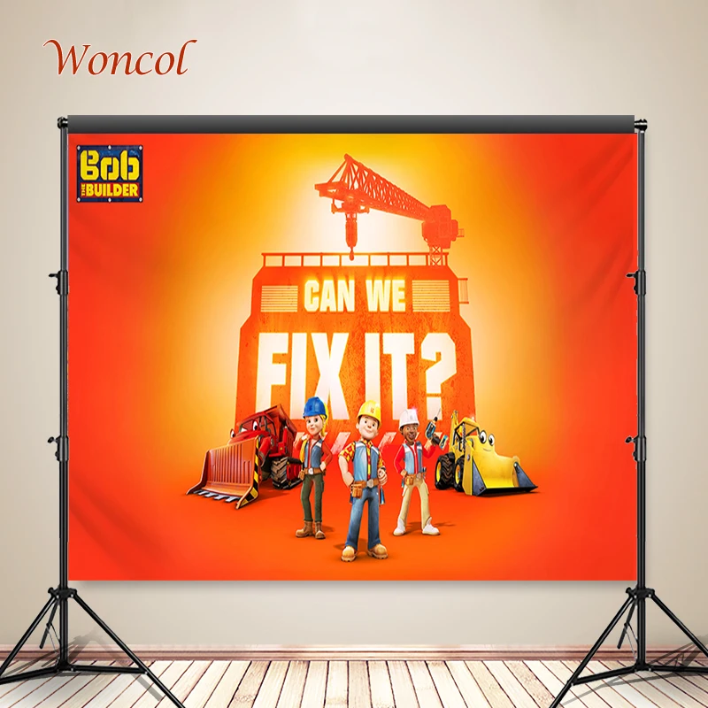 Фон для фотосъемки Woncol Bob Builder Детские фоны на день рождения Мультяшные
