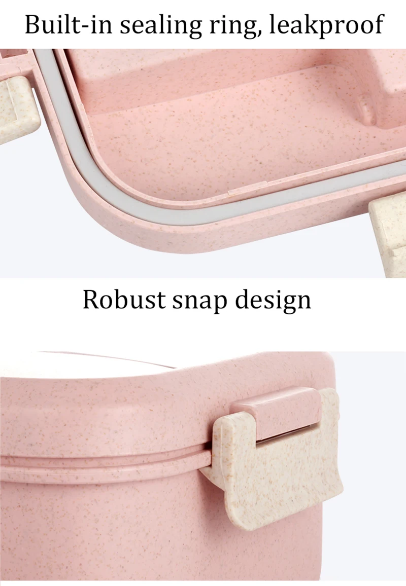 SHAI Wheat Straw Dinnerware Food Storage Container Children Kids School Office Portable Bento Box Microwave Lunch Box