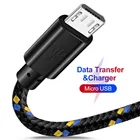 Нейлоновый Micro USB-кабель 1 м, 2 м, USB-кабель для передачи данных для Samsung S6, S7, Xiaomi 4X, LG, планшетов Android, USB-кабель для зарядки