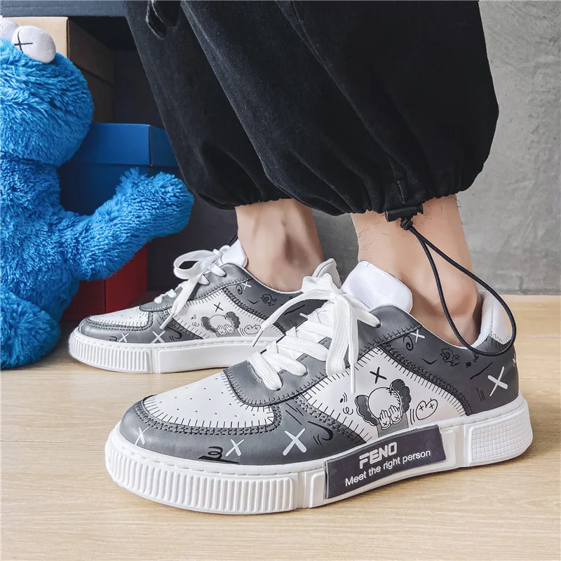 

Hot Fashion Women Men Vulcanized Shoes Sneakers Ladies Lace-up Casual Shoes Breathable Canvas Lover Shoes Graffiti Flat Unisex