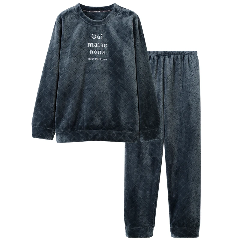 

Мужская Флисовая Пижама кораллового цвета, сезон осень-зима, плотная теплая фланелевая одежда для сна, костюм с длинным рукавом, Мужская пижама