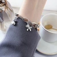 fmily vintage fashion 925 sterling silver personality pony bracelet creative flower money bag bracelet for girlfriend gift