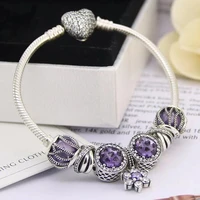 s925 sterling silver blue cat eyes and blue star pendant with heart button bracelet suitable for womens wedding diy jewelry